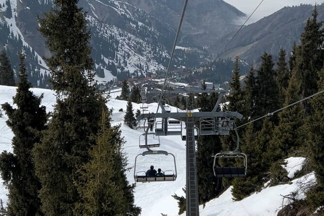 Almaty city, Medeu, Shymbulak, Green Bazaar,Panfilov & Cathedral - Shymbulak at 3,200m: cable car views, optional skiing, winter ice wall hike